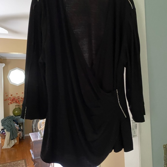 NWT Dressbarn Black Rhinestone top - Picture 4 of 13